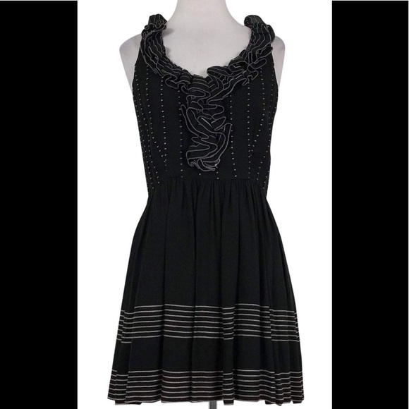 kate spade Dresses & Skirts - Kate Spade Black Dress White Stitching Silk sz 4